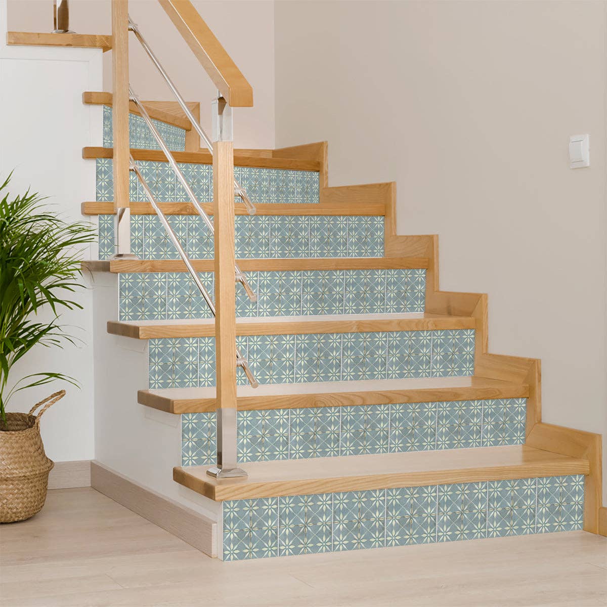 Mi Alma LLC - Wholesale Wall Tile - Floral Blue Retro Tile Decals – Peel and Stick Backsplash Stickers 24-Piece Set for Kitchen, Bathroom, or Furniture Model - R186