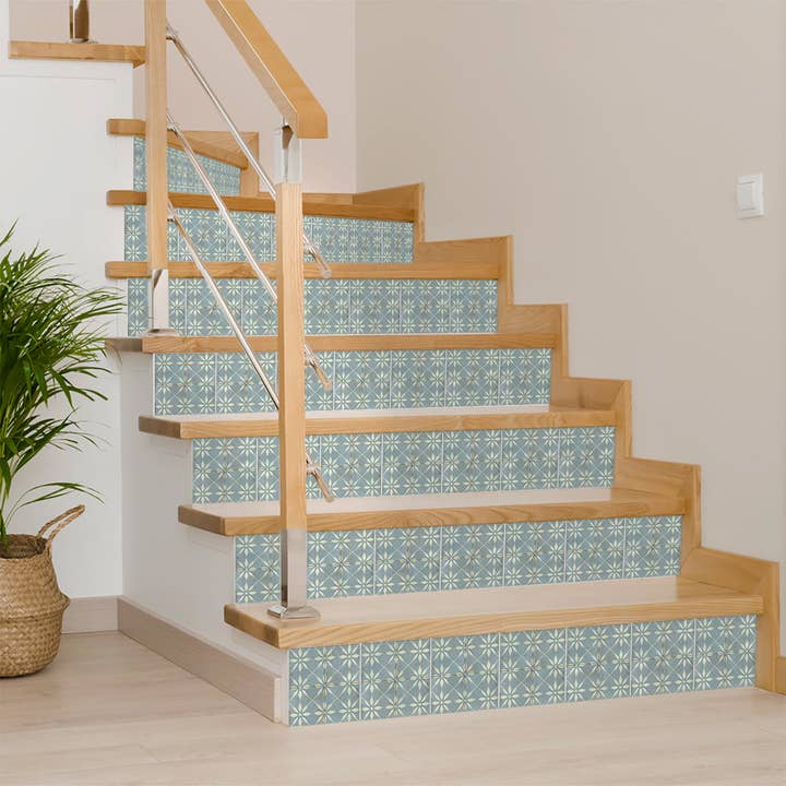 Mi Alma LLC - Wholesale Wall Tile - Floral Blue Retro Tile Decals – Peel and Stick Backsplash Stickers 24-Piece Set for Kitchen, Bathroom, or Furniture Model - R186