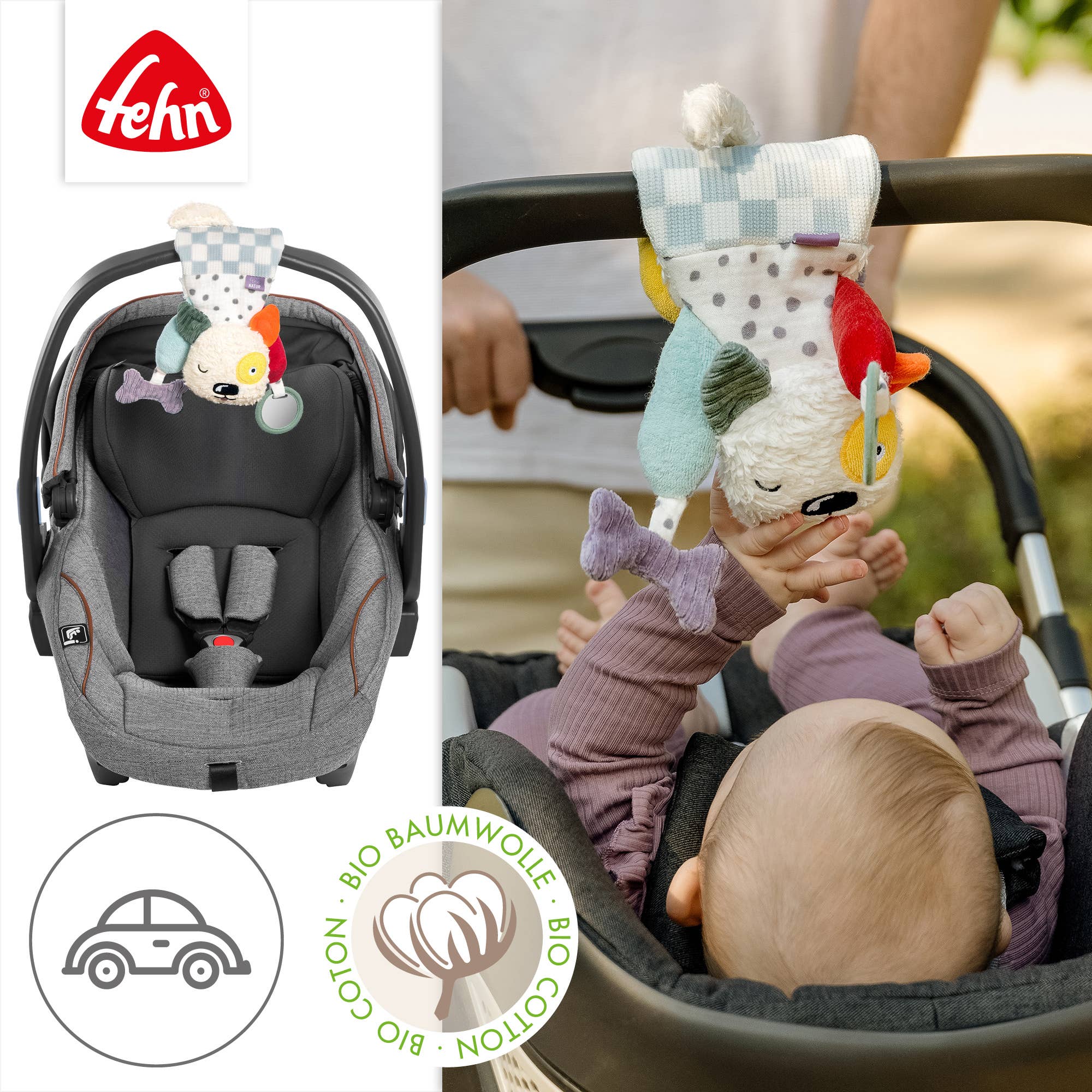 Fehn - Wholesale Stuffed/Plush Toy - Kids & Baby - Activity Dog NATURE - Motor Skills Toy with Organic Cotton3