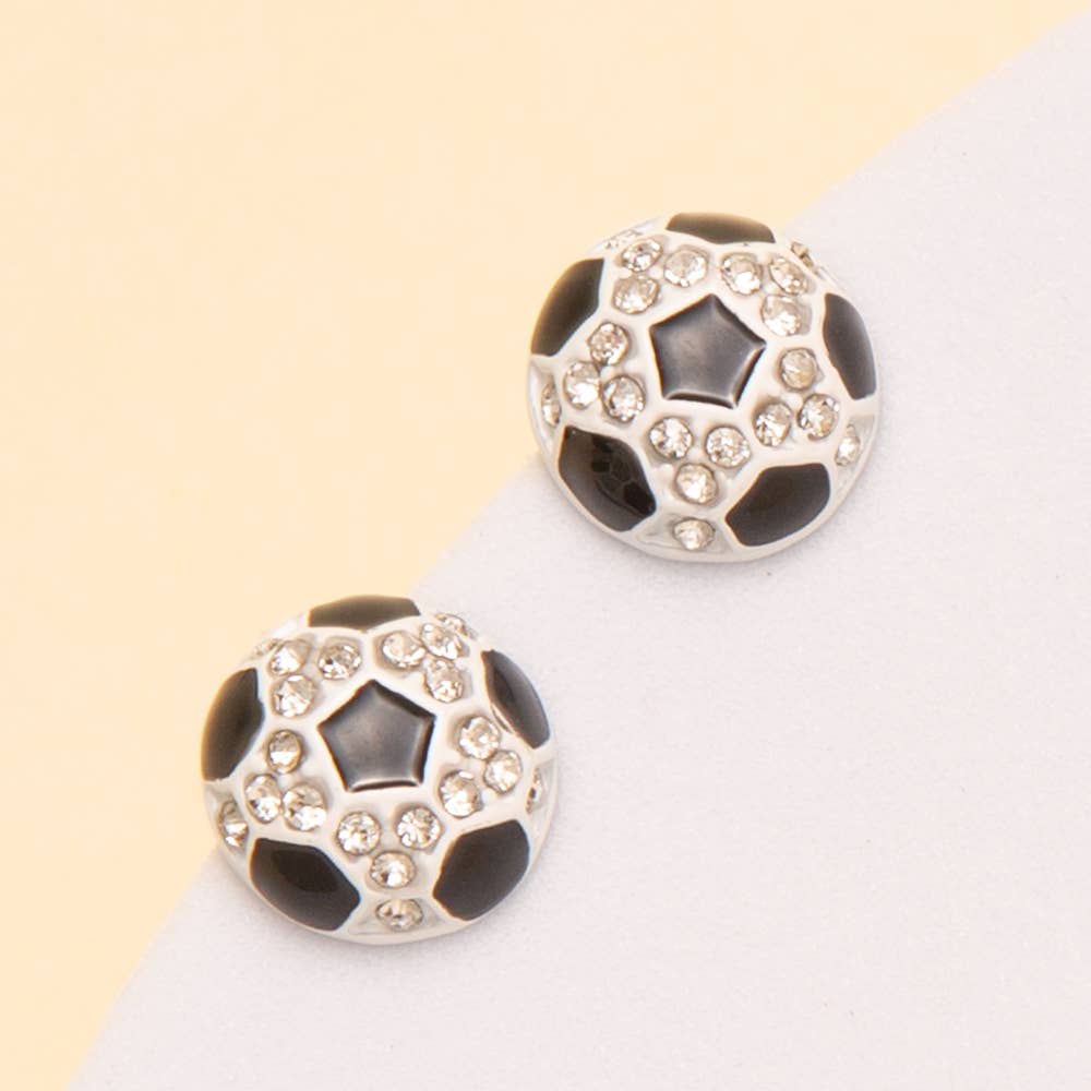 SP Sophia Collection - Wholesale Stud/Post Earrings - Gameday Rhinestone Basketball / Soccer / Volleyball Earrings1
