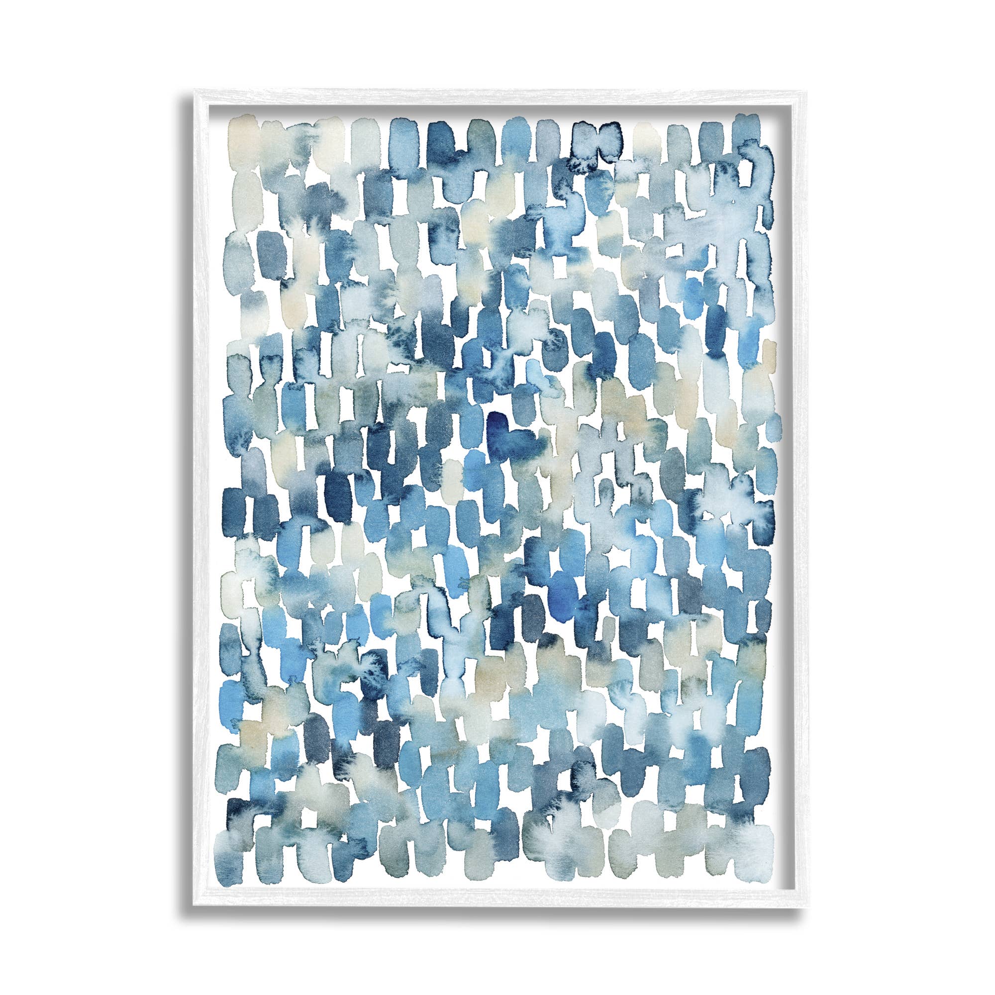 Stupell Industries - Wholesale Art Print - Coastal Tile Abstract Soft Blue Beige Shapes Framed4