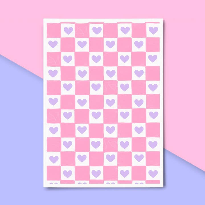 Stampa a scacchiera a cuore per la vendita all'ingrosso da parte di Meg Garrod Art