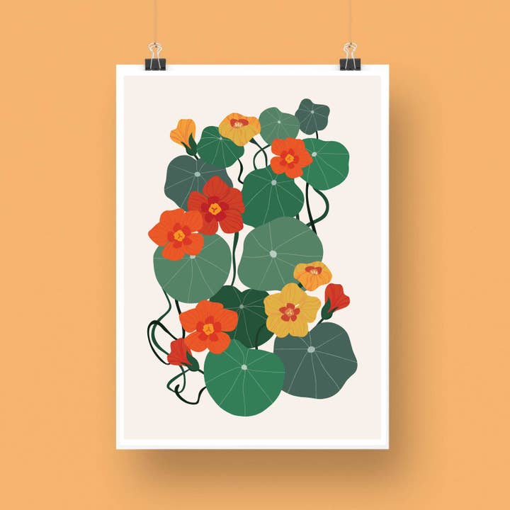 'Nasturtium' Flower Art Print for wholesale by Joanne de Pace Design Studio