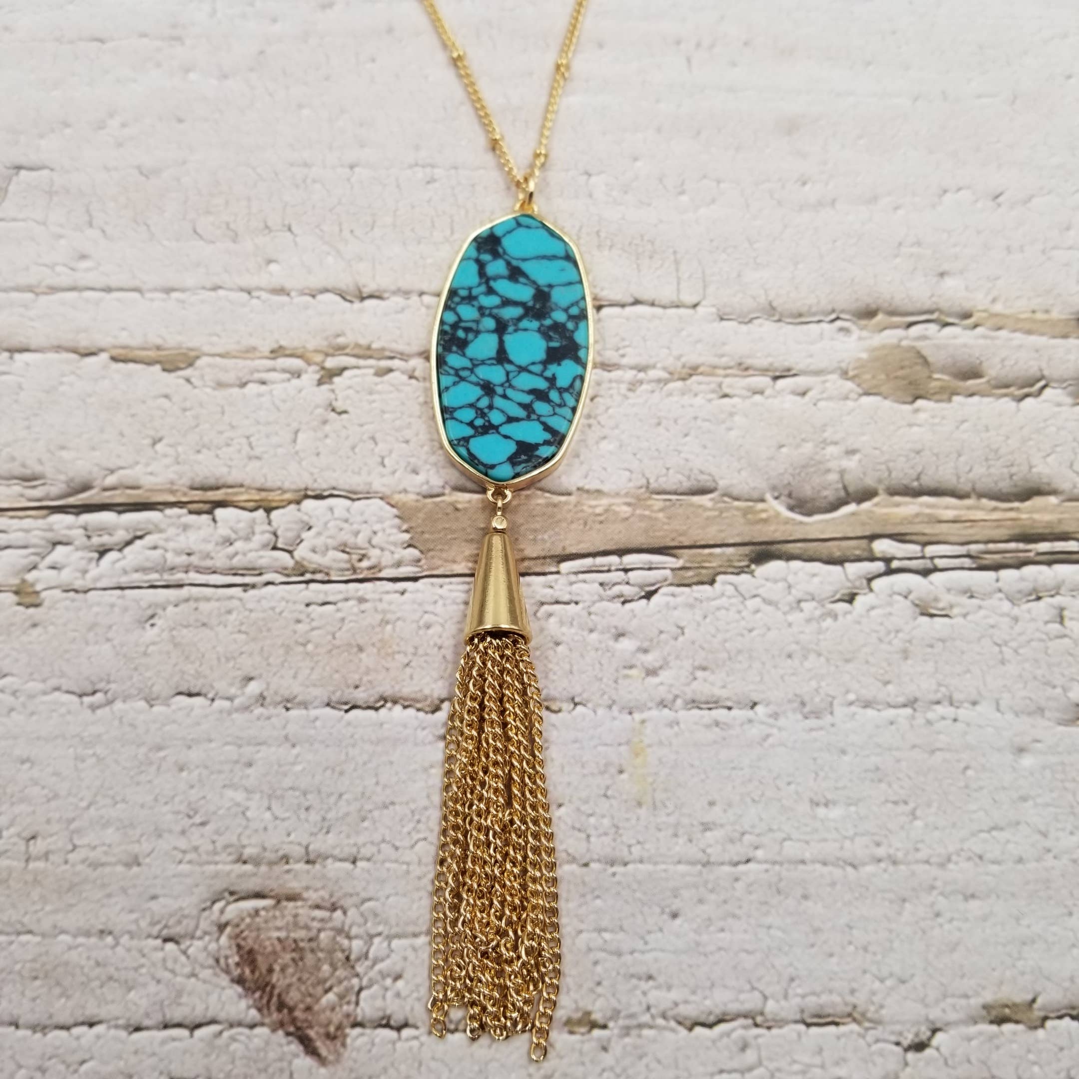 Treasure Wholesale – wholesale Pendant/charm necklace – Handmade Leopard Abalone Shell Tassel Necklace0