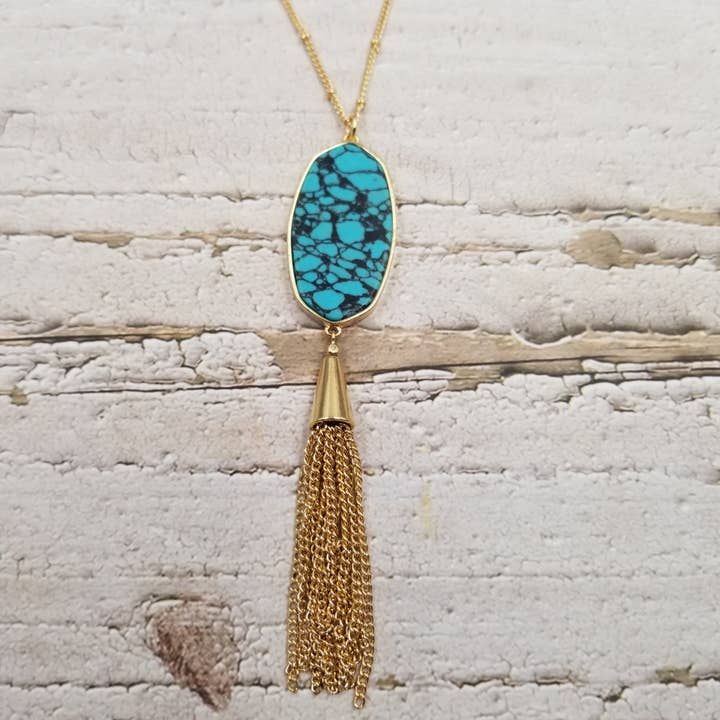Treasure Wholesale - Wholesale Pendant/Charm Necklace - Handmade Leopard Abalone Shell Tassel Necklace