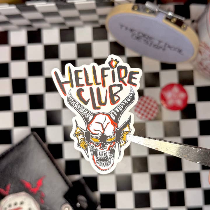 hellfire x 3" soft matte die cut for wholesale by Theoretikal Design Company