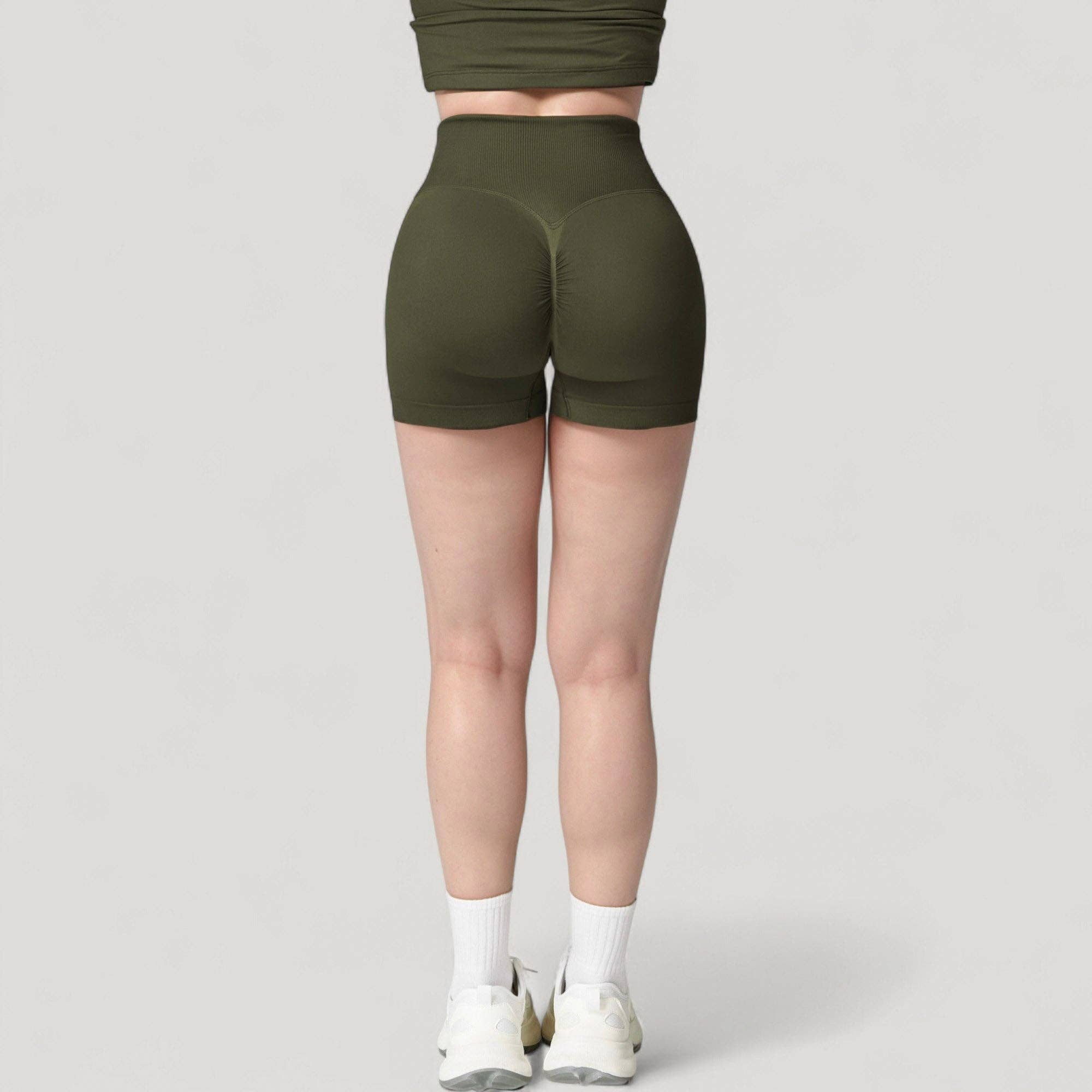 Active by Anna-Kaci – wholesale Athletic shorts – Women's – High Waist Seamless Ribbed Biker Shorts with Crossover Waist26