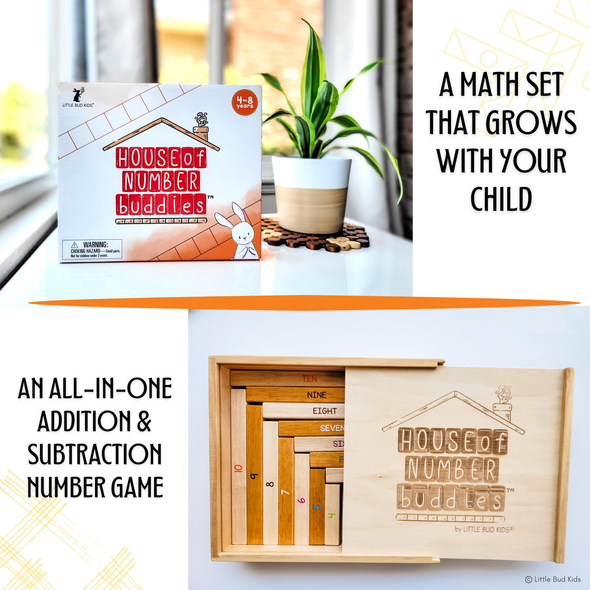 Little Bud Kids - Wholesale Brain Game - Kids - Number Bond Addition Math Toy - House of Number Buddies 6