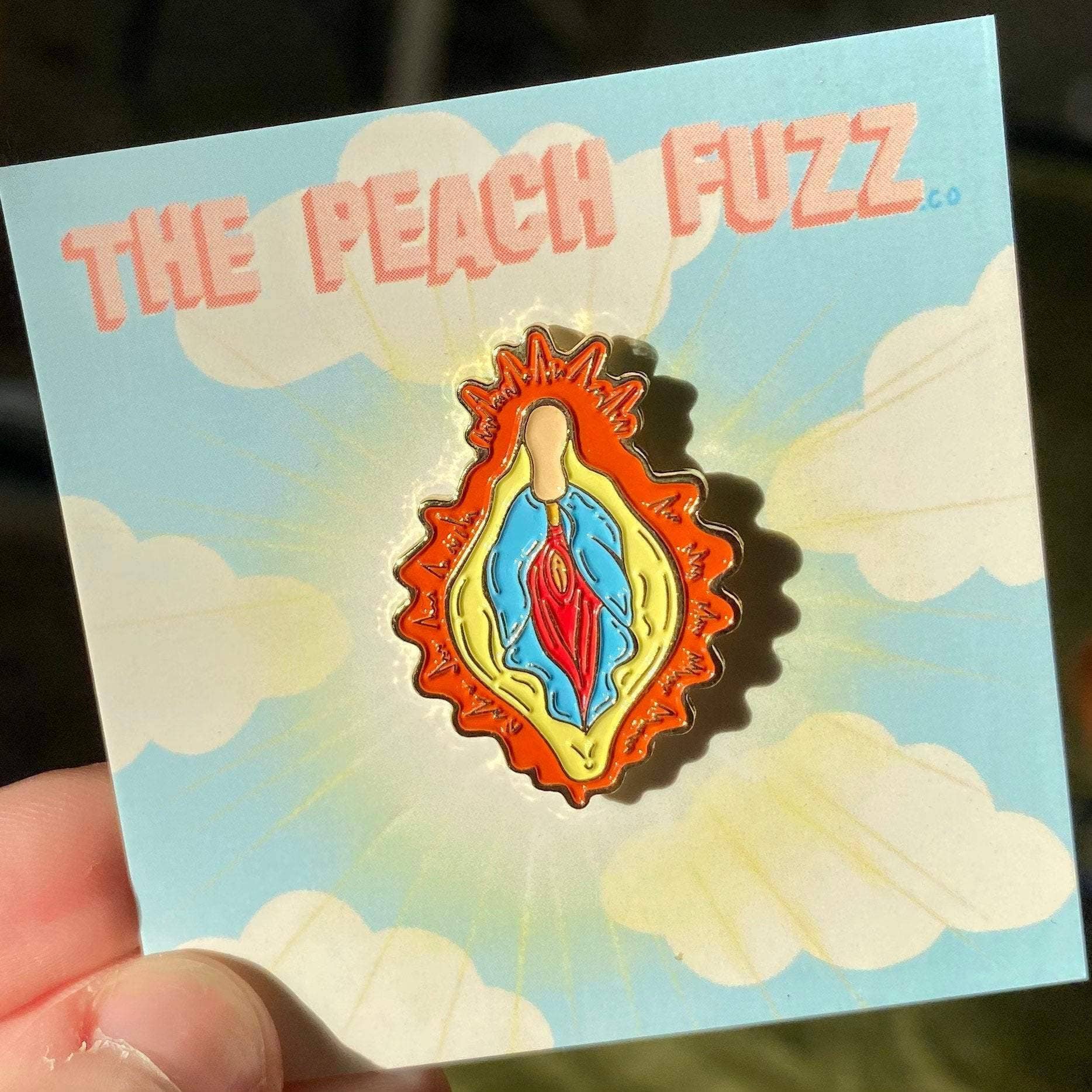 The Peach Fuzz - Wholesale Lapel Pin/Button - Vulva Mary Enamel Pin3