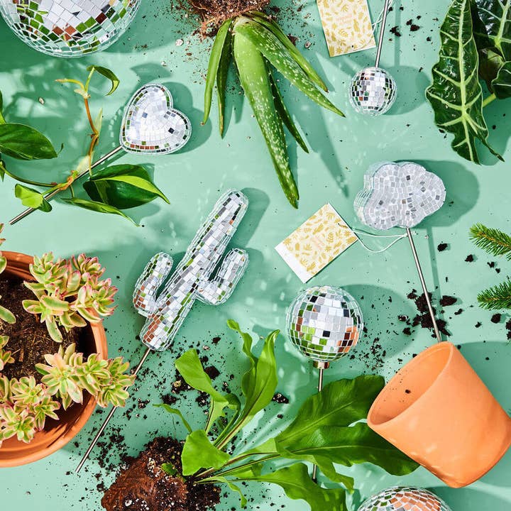 Paloverde Botanicals - Wholesale Garden/Lawn Stake - Disco Cactus - Mirror Disco Ball Decorative Plant Stakes
