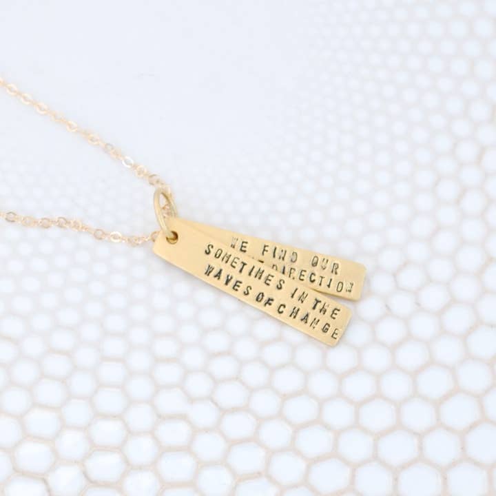 Chocolate and Steel - Wholesale Pendant/Charm Necklace - Sometimes in the Waves of Change We Find our True Direction - Quote Necklace10