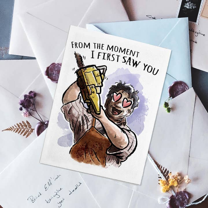 Aaron Millard Illustration - Wholesale Valentine's Day Card - "When I first Saw You" - Horror Trope Funny Valentine Card