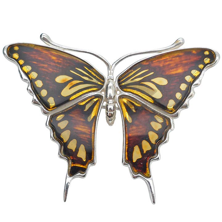 Butterfly Amber Cameo / Intaglio Pin / Brooch. for wholesale by Amberman