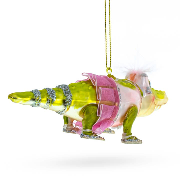 BestPysanky - Wholesale Ornament - Alligator in Pink Ballerina Ensemble Ornament