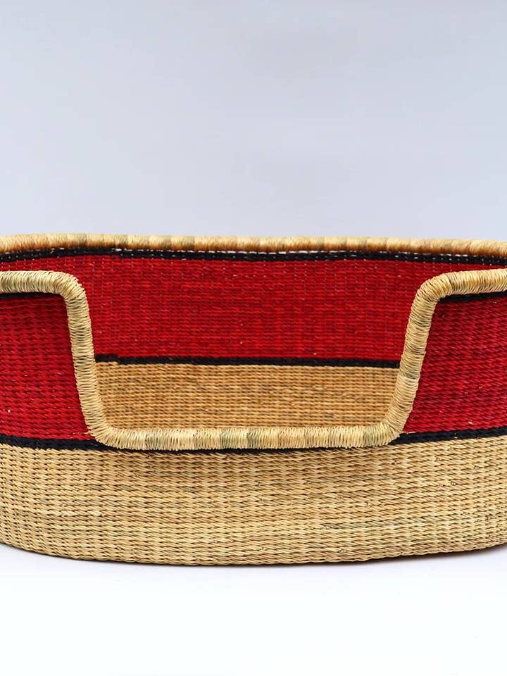 Cesta para mascotas de perro tejida en color rosa y marrón natural para venta al por mayor de The Bam's Art Shop