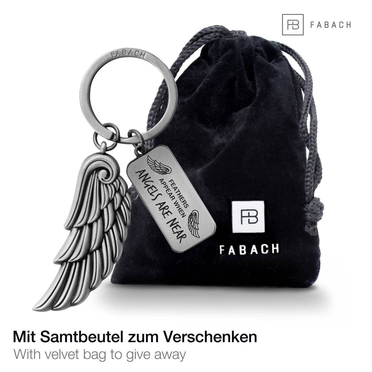 FABACH – Die Schlüsselanhänger-Schmiede - Wholesale Keychain - Unisex - Angels Angel Wing Key Ring - Engraved with Message “Feathers Appear When Angels Are Near” Angel Wing Lucky Charm4