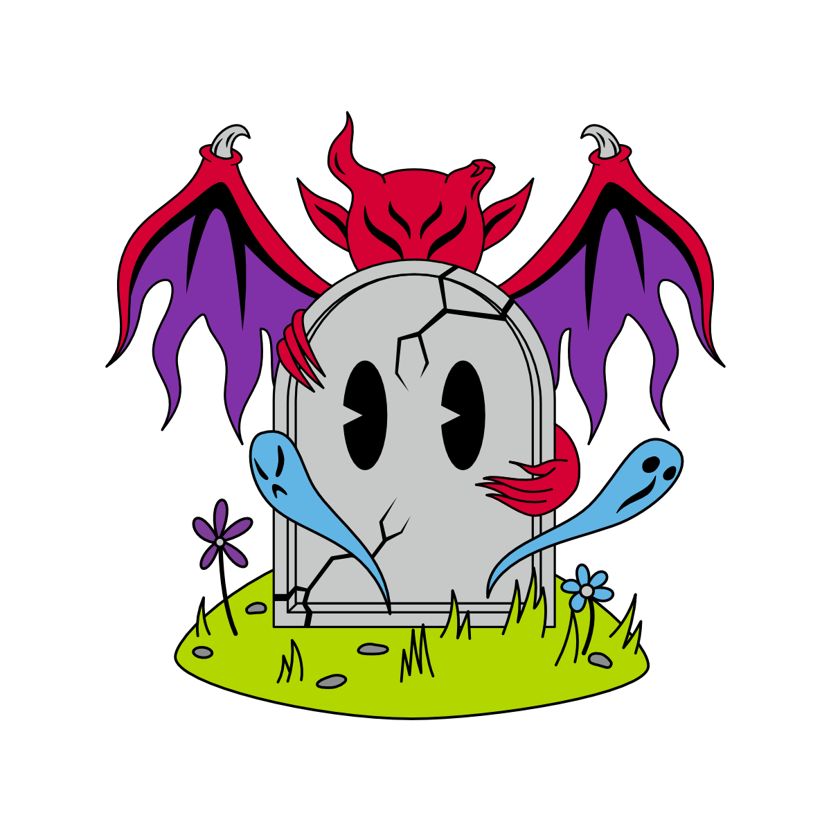 Warm People - Wholesale Lapel Pin/Button - Grave Guardian - Tombstone Demon Enamel Pin1