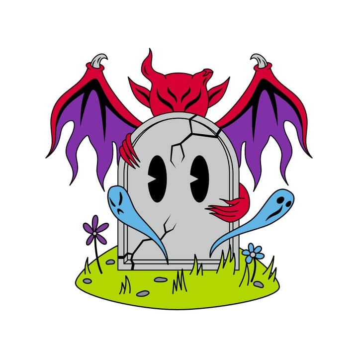 Warm People - Wholesale Lapel Pin/Button - Grave Guardian - Tombstone Demon Enamel Pin1