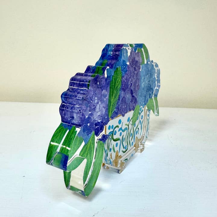 Jeanne Player Fine Art - Wholesale Decorative Tabletop Object - Blue and Purple Hydrangeas Art Block2