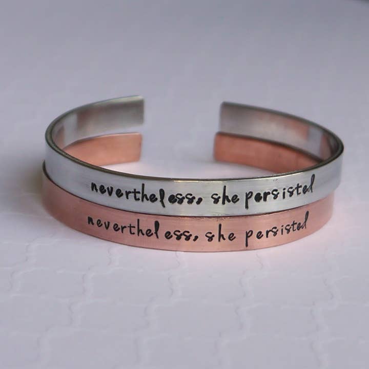 She persisted cuff bracelet for wholesale by Resistance Jewelry