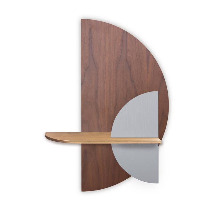 Estantería de pared Alba · Semicírculo de nogal para venta al por mayor de Woodendot
