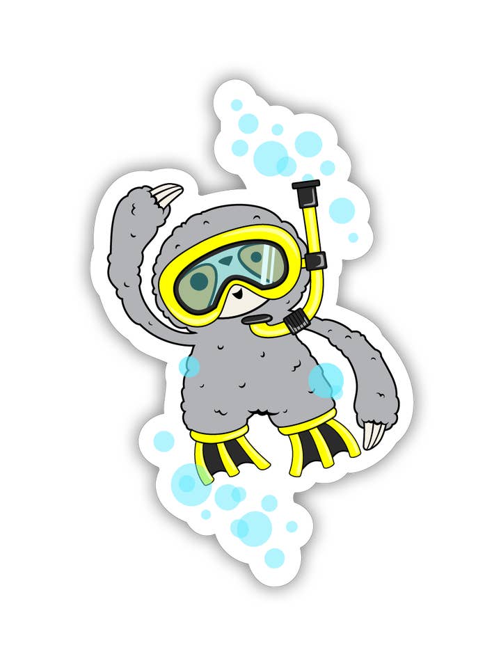 Adhesivo de vinilo amarillo con diseño de Scuba Sully para venta al por mayor de Scatterbrain