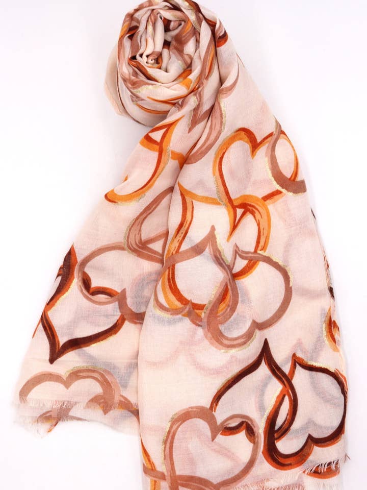 Sciarpa con stampa a cuori e dettagli oro per la vendita all'ingrosso da parte di LIL' MOON