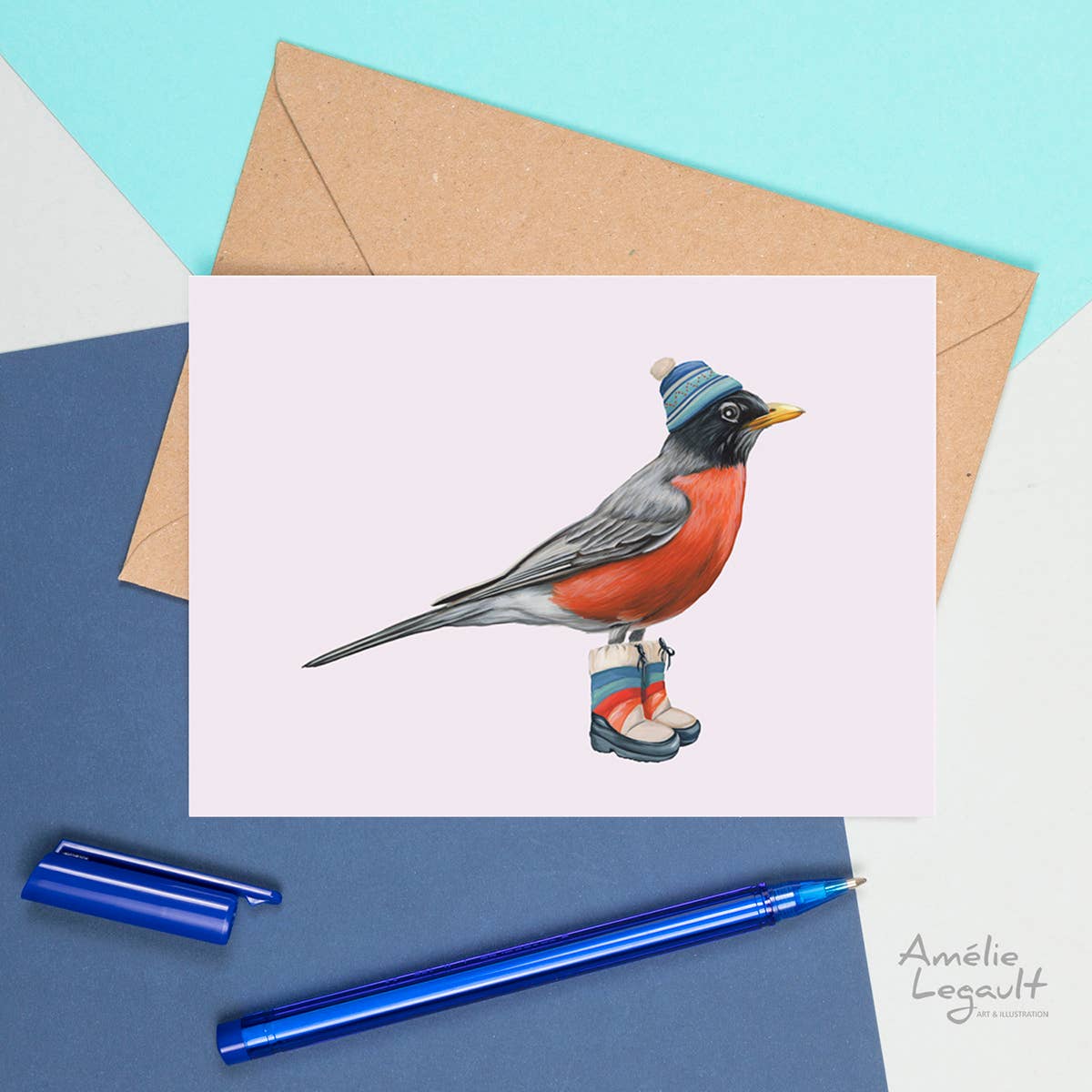Sardines Studio - Wholesale Everyday Greeting Card - American Robin Greeting Card2