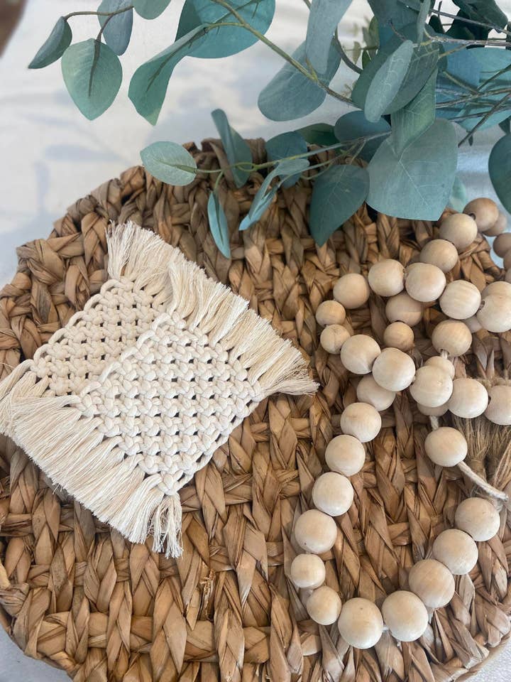 Macrame Square Coaster/Mug Rug for wholesale by Charlie & Twine