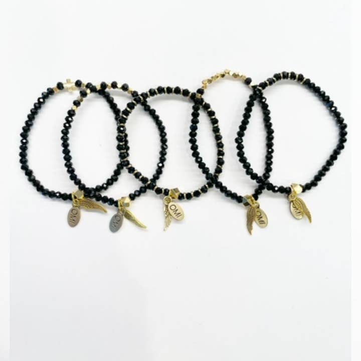 Live Love Conjunto Cristal Preto Facetado Com Ouro 2mm por atacado de omibeads