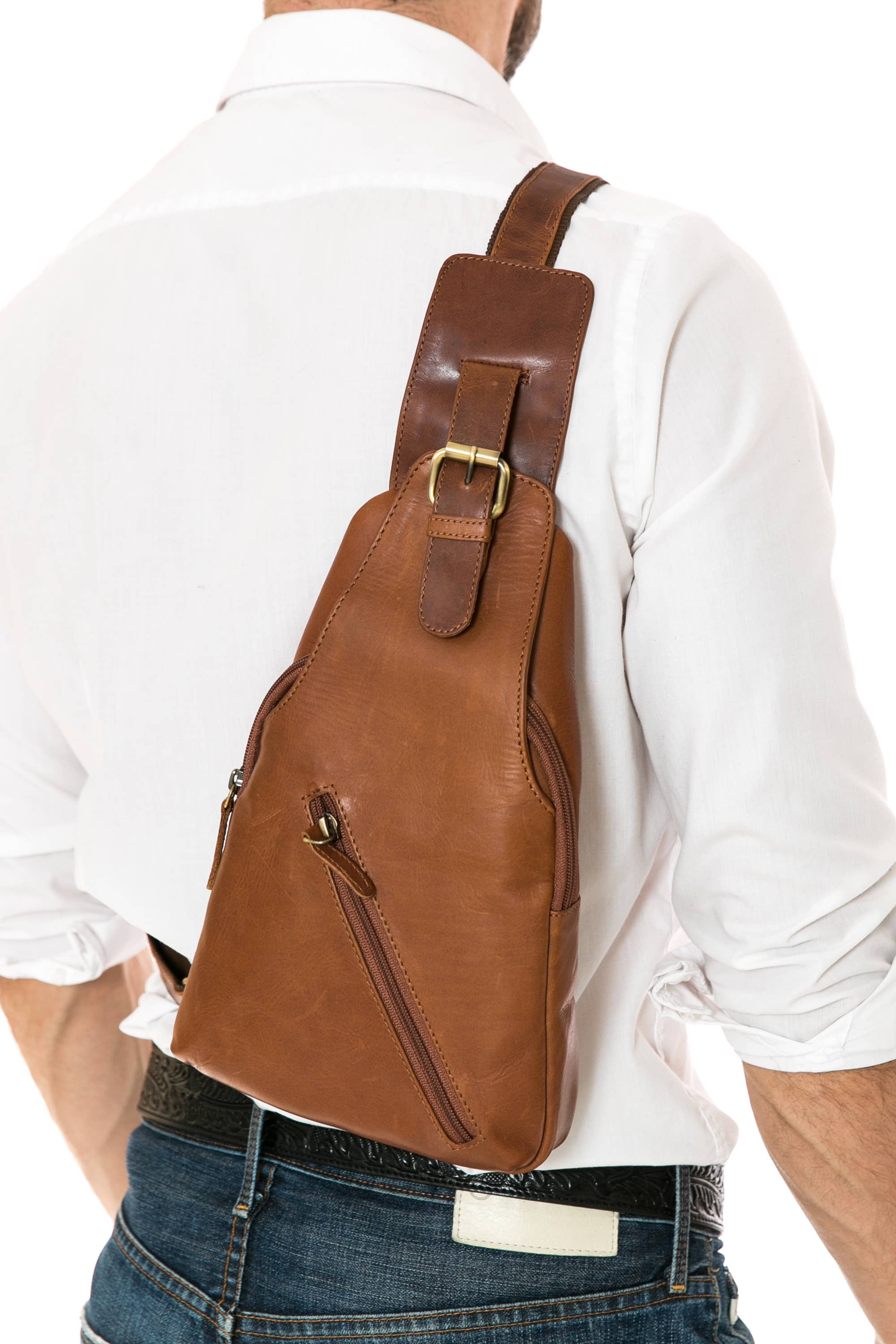 Leather Impressions Inc - Wholesale Crossbody Bag - Unisex - Leather sling bag, Minimalist crossbody chest bag AB17679