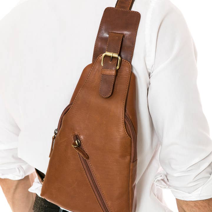 Leather Impressions Inc - Wholesale Crossbody Bag - Unisex - Leather sling bag, Minimalist crossbody chest bag AB17679