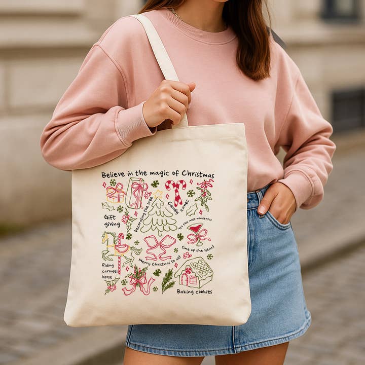 Sac Fourre-Tout en Toile Magie de Noël pour la vente par DaisyChainDesignCo