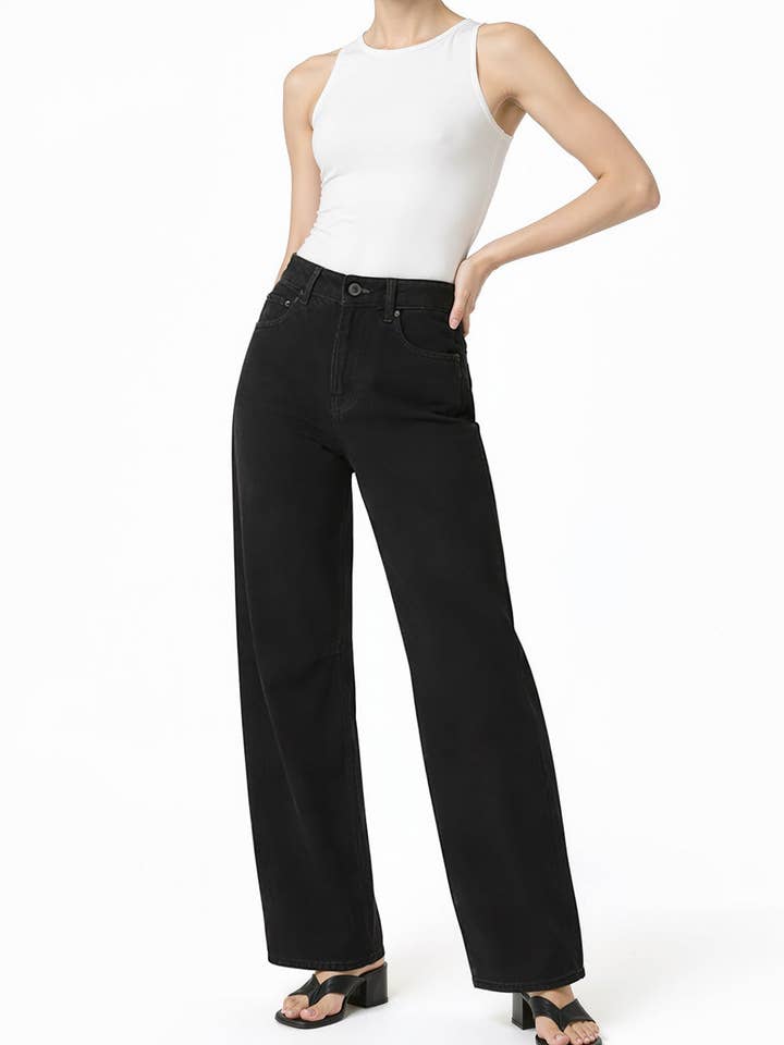 Kallie Relaxed Curve - Black for wholesale by Noend Denim