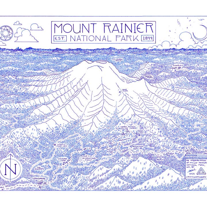 National Park Obsessed LLC - Wholesale Sticker - Mount Rainier National Park Map Sticker2