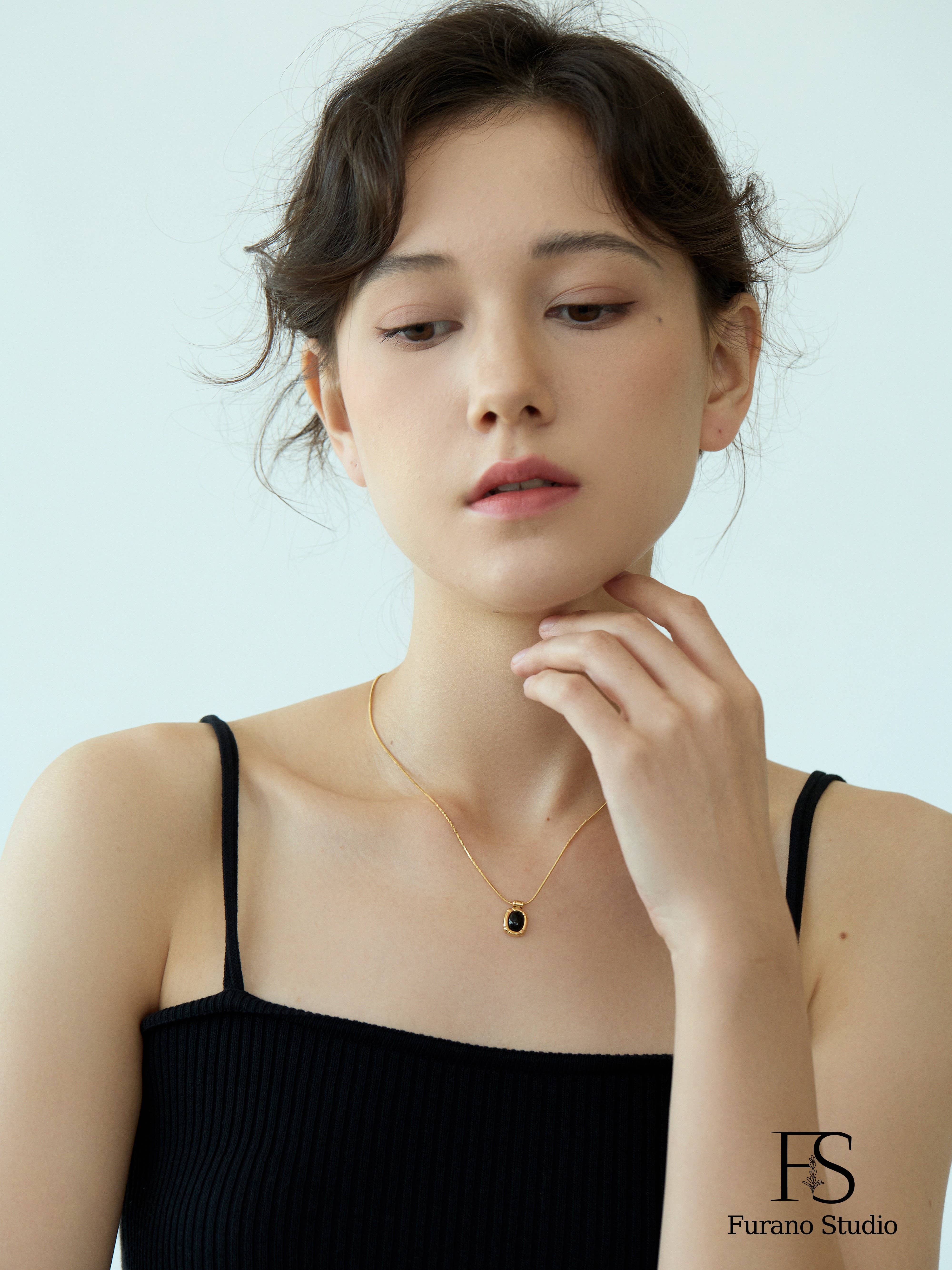 Furano Studio - Wholesale Pendant/Charm Necklace - Black Onyx Oval Pendant, Non Tarnish Gemstone Necklace3