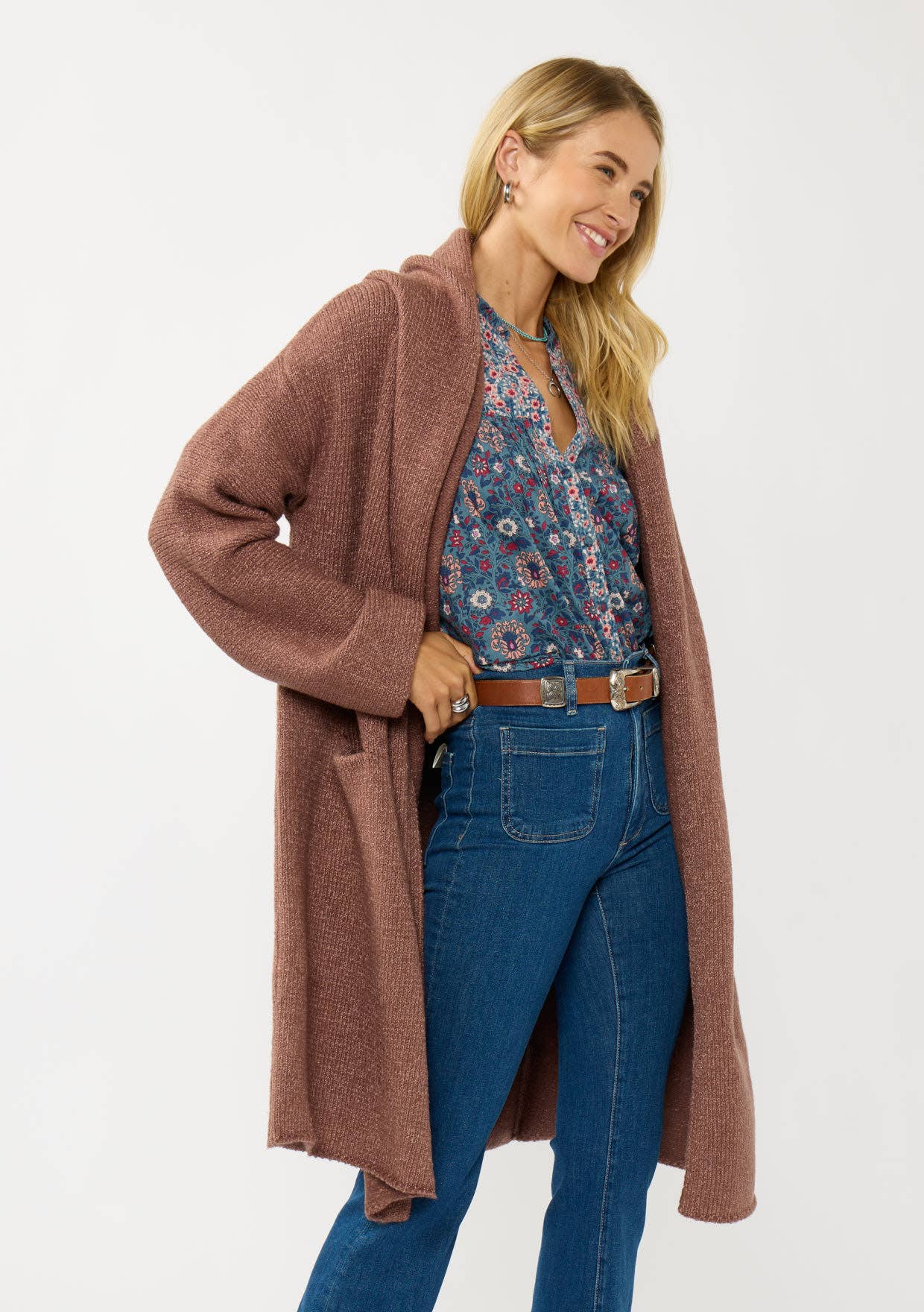 Lovestitch - Vente Cardigan – femme - Cardigan à capuche douillet surdimensionné à deux poches12
