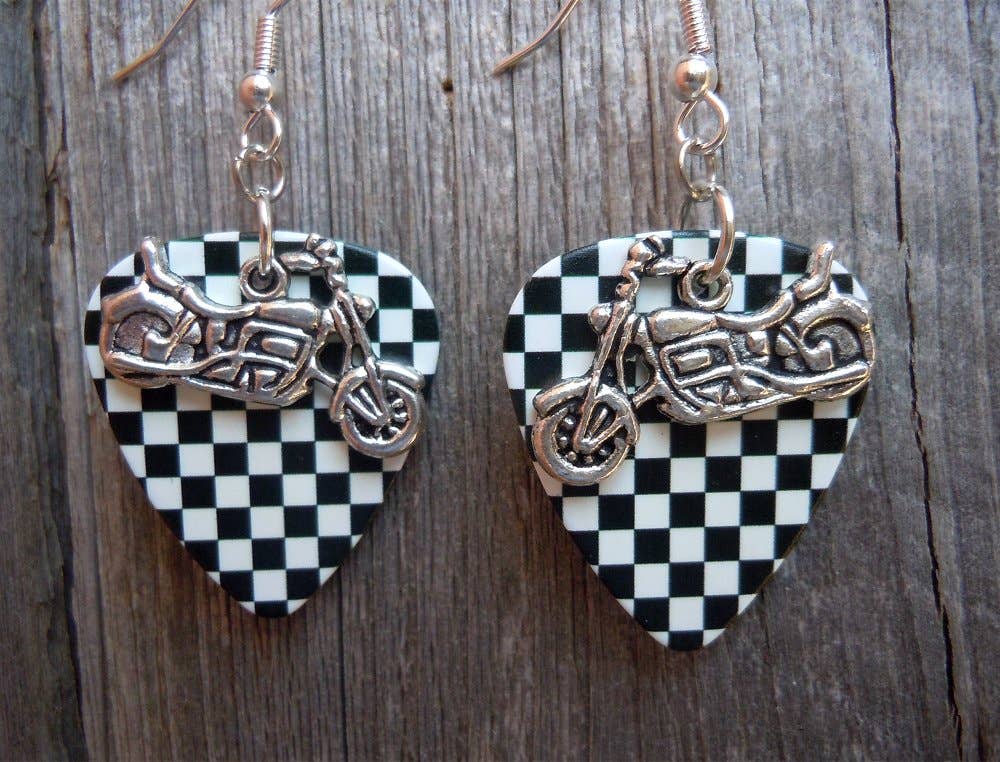 Simply Raevyn - Wholesale Dangle Earrings - Motorcycle Charm Guitar Pick Earrings35