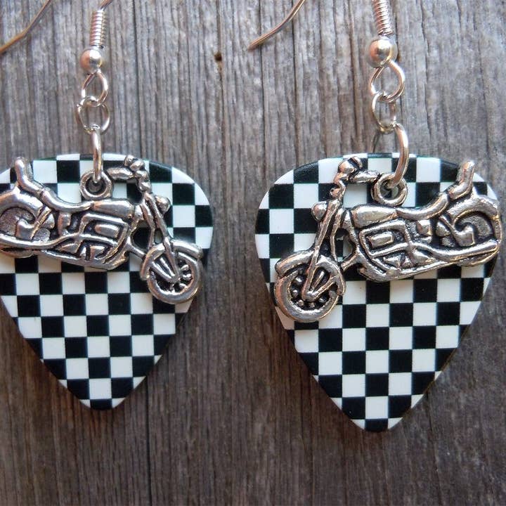 Simply Raevyn - Wholesale Dangle Earrings - Motorcycle Charm Guitar Pick Earrings35