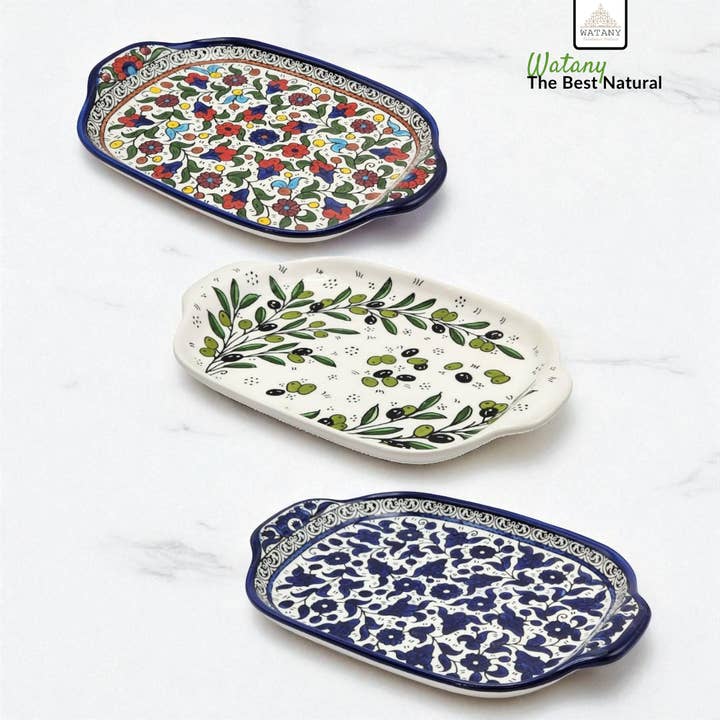 Palestinian Ceramic Serving Plate 24×34×7 cm for wholesale by Watany palestinian products