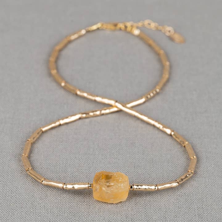 Necklace tubes Goldfilled + Citrien for wholesale by Jéh Jewels