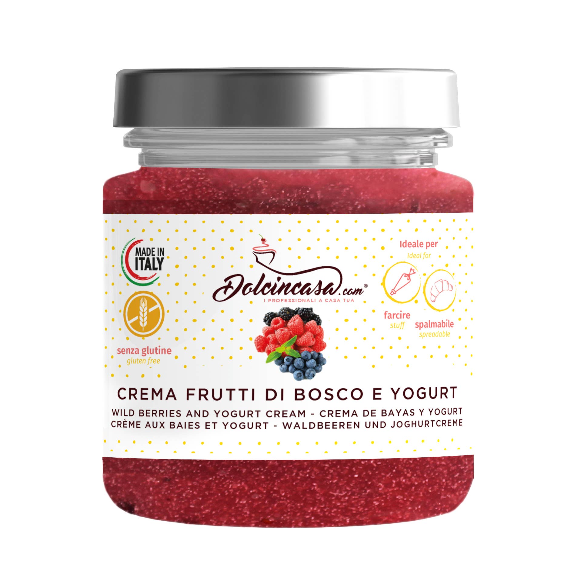 Dolcincasa.com - Wholesale Cake Mix - GLUTEN-FREE BERRY FRUIT AND YOGHURT SPREAD 200G