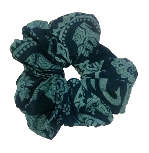 Bohotusk – wholesale Scrunchie - Women’s – Teal Elephant Tusker Hair Scrunchie Ties0