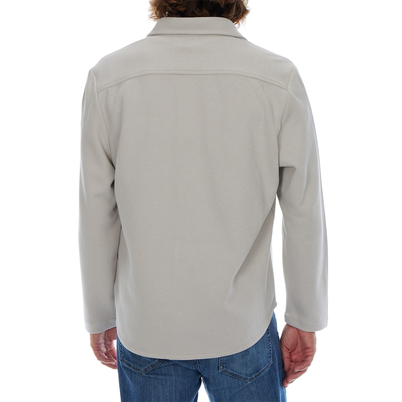 PX - Wholesale Shirt Jacket/Shacket - Men's - Cream Subtle Diagonal Textured Solid Shacket Shirt Jacket7