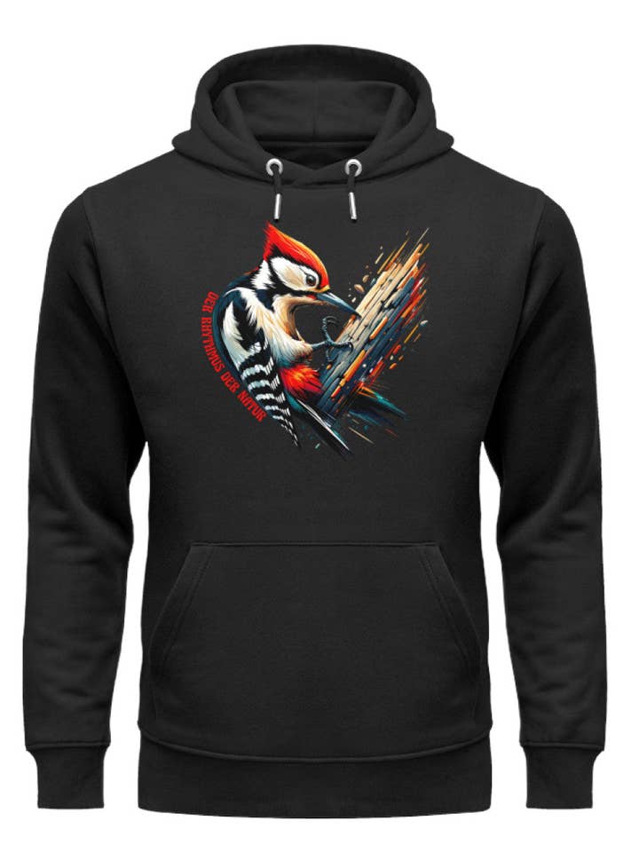 Rhythm of Nature - Felpa con cappuccio biologica premium unisex per la vendita all'ingrosso da parte di Uwaldu