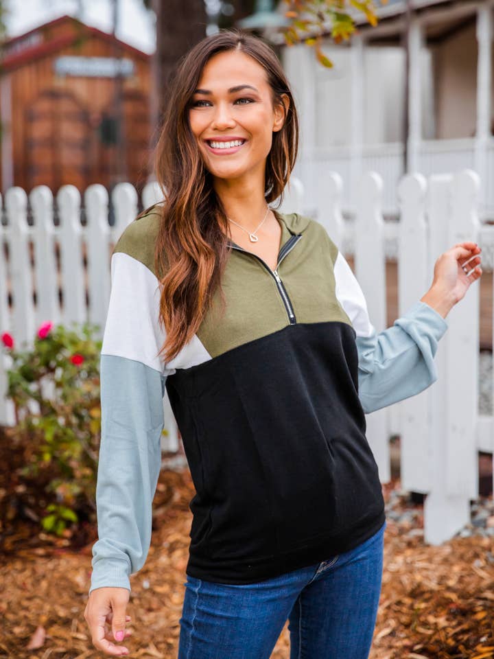 Tickled Teal - Wholesale Hoodie - Women's - Gabbi Colorblock Hoodie12