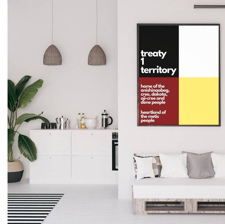 Land Acknowledgement Art Print - Treaty 1 Territory - Ojibwe for wholesale by Eagle Woman Prints