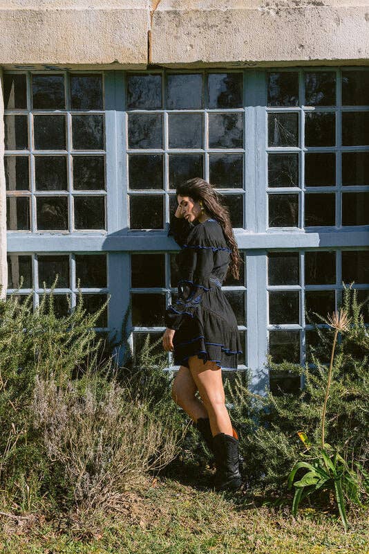 Piti Cuiti - Wholesale Dress - Women's - SAVANNA BLUE EMBROIDERED DRESS3