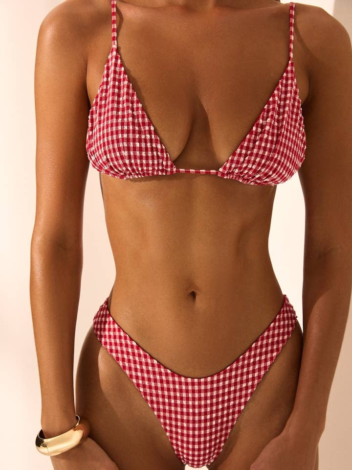 Red Gingham Tahiti Top for wholesale by Sanori