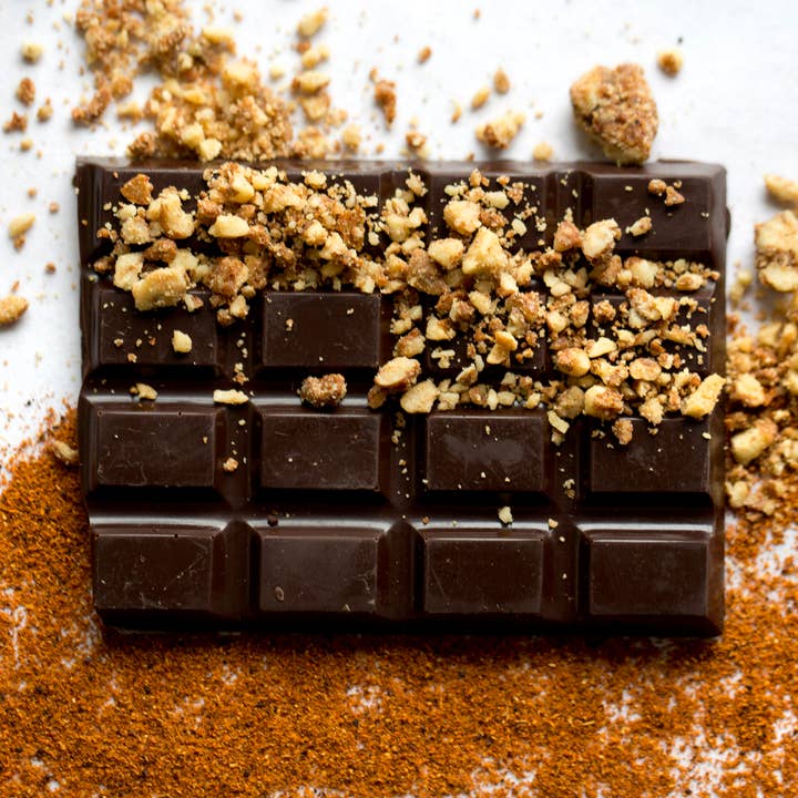 Semi-Sweet Chocolate Bar - Chili Pecan - 2.5 oz. for wholesale by Jenni's Ugly Chocolates